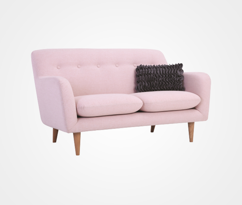 Plush 2-Seater Sofa in Charming Pastel Colours