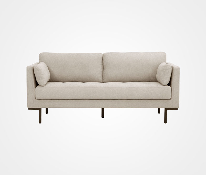 Square-Armed 2- seater Fabric Sofa in Beige