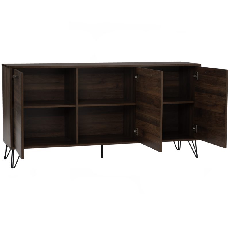 Brown cabinet with 3 doors and spacious shelves 