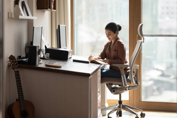Woman on a study table