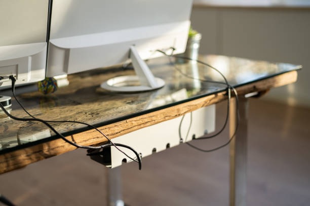 Study table with cable holes 